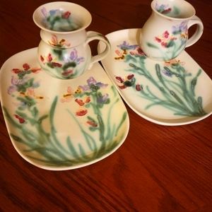 Cup & plate tea set "hand made" Beautiful set of two